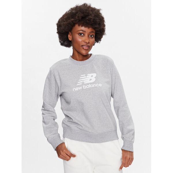 New Balance Bluza Essentials Stacked Logo WT31532 Szary Relaxed Fit