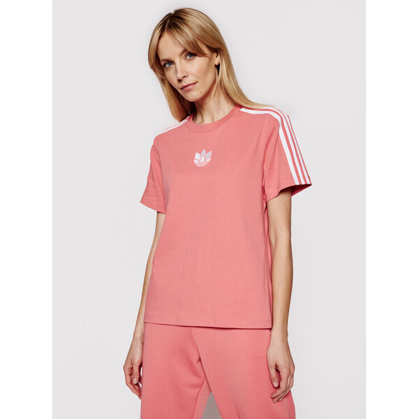 adidas T-Shirt adicolor 3D Trefoil GN6702 Różowy Loose Fit