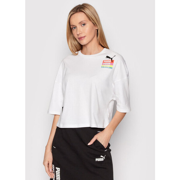 Puma T-Shirt Brand Love 534350 Biały Oversize