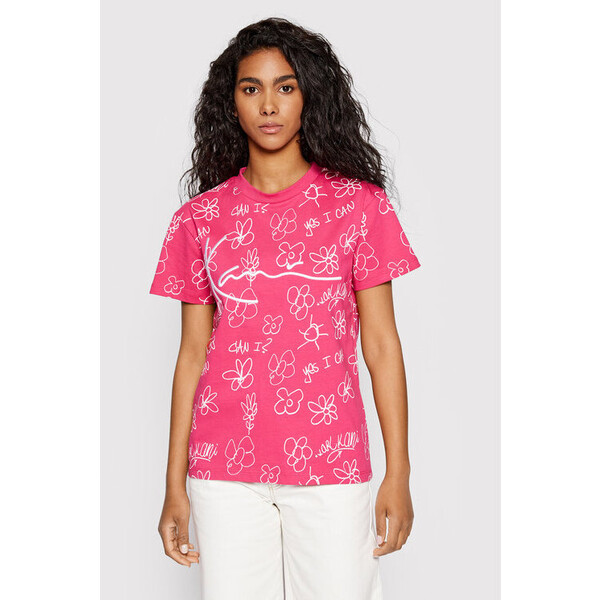 Karl Kani T-Shirt Signature Flower 6130379 Różowy Regular Fit