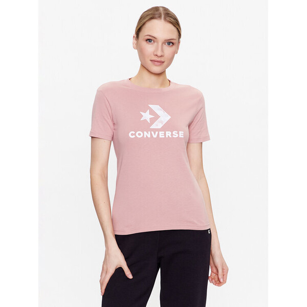 Converse T-Shirt Floral Star Chevron 10024538-A03 Różowy Slim Fit