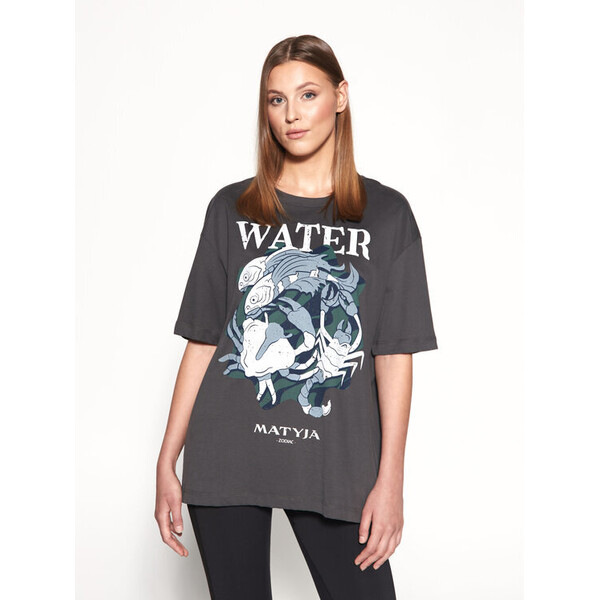 Magda Matyja T-Shirt MATYJA DARK WATER Szary Oversize