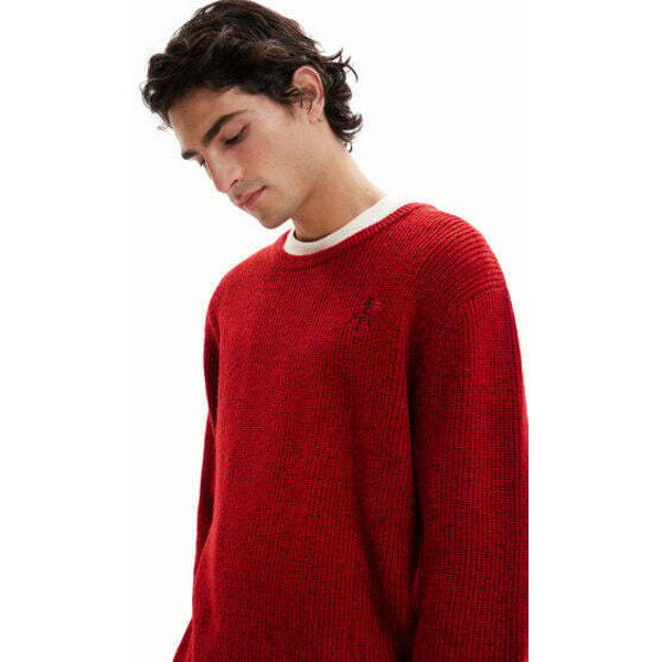 Desigual Sweter z prążkowanej tkaniny z haftem 23SMJF033007