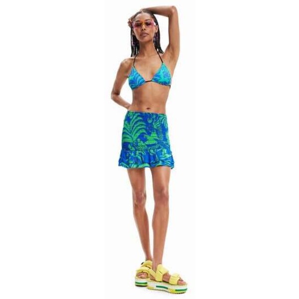 Desigual Dopasowana spódnica mini w tropikalny deseń 23SWMW175020