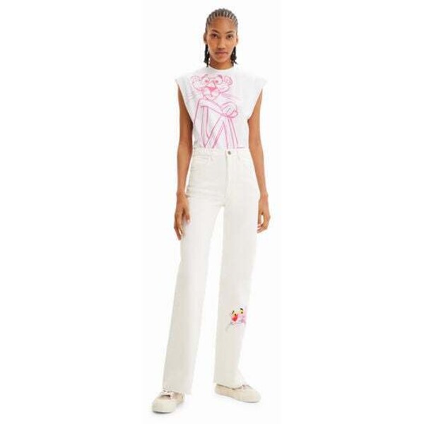 Desigual Spodnie dżinsowe wide leg z Różową Panterą 23SWDD611030