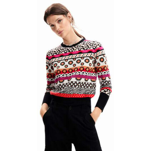 Desigual Sweter krótki ornamentalne wzory 23WWJF493092