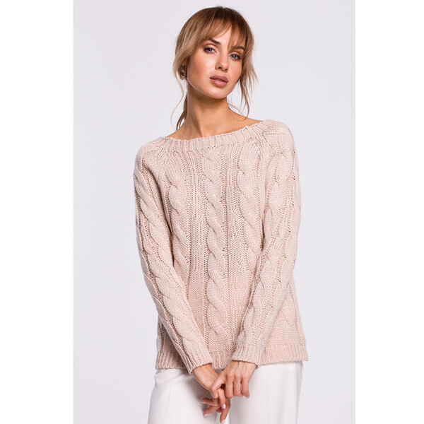 Made of Emotion Sweter M511 Różowy Basic Fit