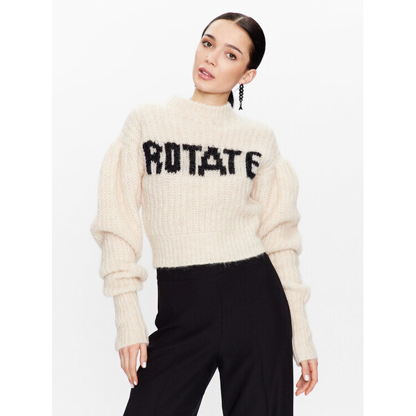 ROTATE Sweter Knit Puff Sleeve RT2287 Écru Regular Fit