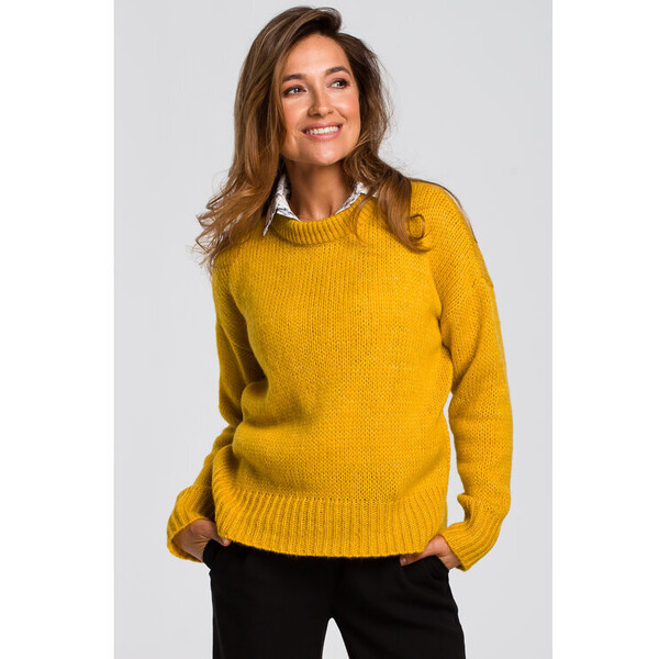 Stylove Sweter S185 Żółty Regular Fit