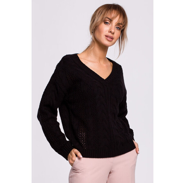 Made of Emotion Sweter M510 Czarny Basic Fit