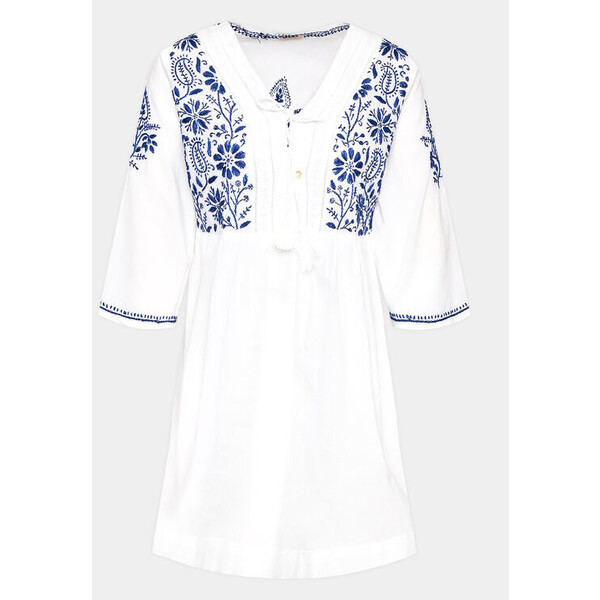 Selmark Sukienka letnia BH295 Biały Regular Fit