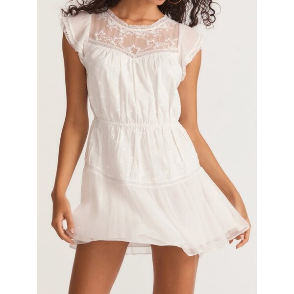 Love Shack Fancy Sukienka letnia D1520-1096 WHITE Biały Regular Fit