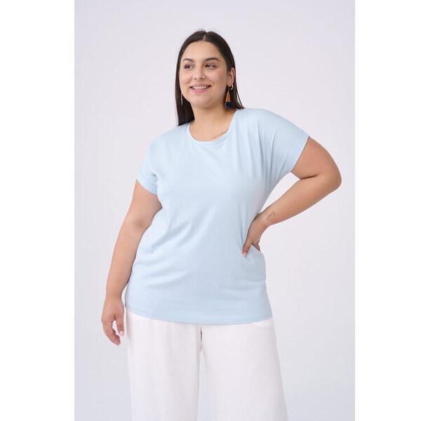 blue shadow T-Shirt Miko Plus Size Niebieski Standard Fit