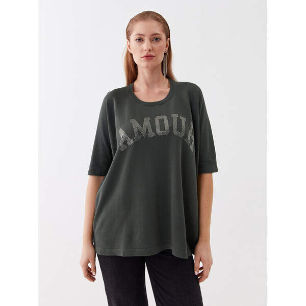 Zadig&Voltaire T-Shirt Portland Amour Strass JWSS00001 Zielony Relaxed Fit