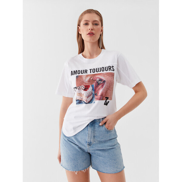 Zadig&Voltaire T-Shirt Bow Photoprint Cake JWTS01521 Biały Regular Fit