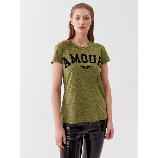 Zadig&Voltaire T-Shirt Walk Amour JWTS00036 Zielony Regular Fit