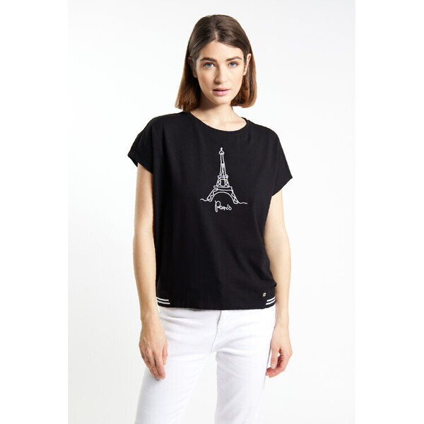 Monnari T-Shirt TSHA136-K020 Czarny Regular Fit