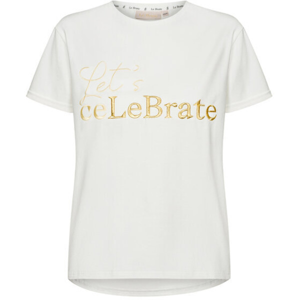 Le Brate T-Shirt Let’s ceLeBrate Biały Basic Fit