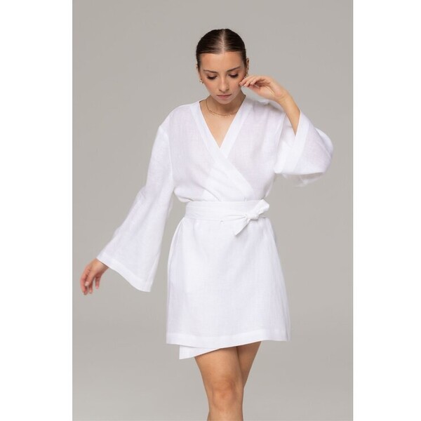 Holystic Sukienka letnia kimono Biały Standard Fit