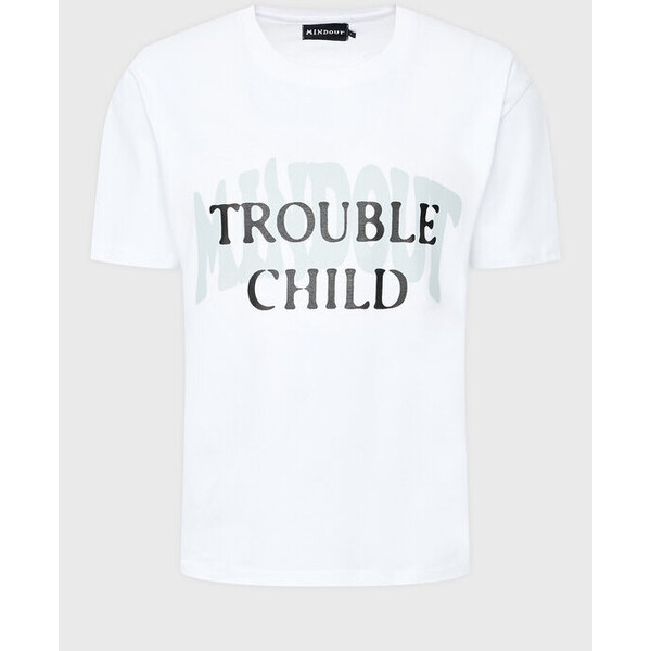 Mindout T-Shirt Unisex Trouble Child Biały Oversize