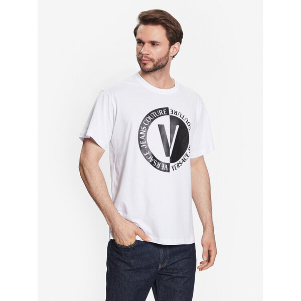 Versace Jeans Couture T-Shirt 74GAHI07 Biały Regular Fit