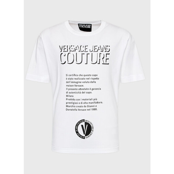 Versace Jeans Couture T-Shirt 74GAHY04 Biały Regular Fit