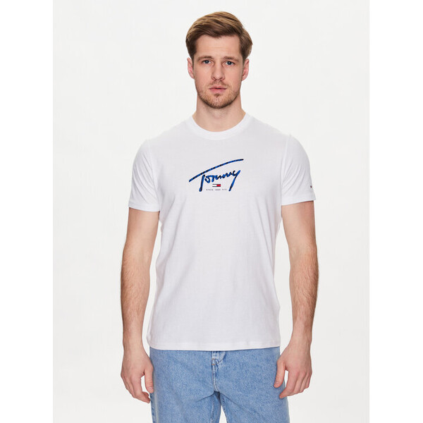 Tommy Jeans T-Shirt Signature Psychedellic YBR DM0DM16428 Biały Regular Fit