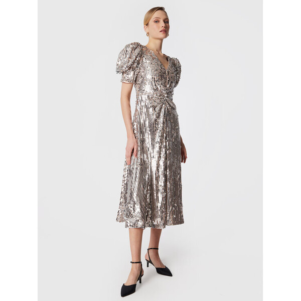 ROTATE Sukienka koktajlowa Sequin Maxi RT2255 Srebrny Regular Fit