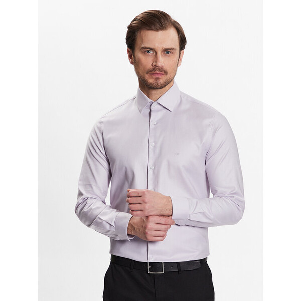 Calvin Klein Koszula Structure Easy Care Fitted Shirt K10K111293 Różowy Fitted Fit