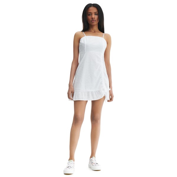 Cropp Biała sukienka mini z bawełny 5614S-00X