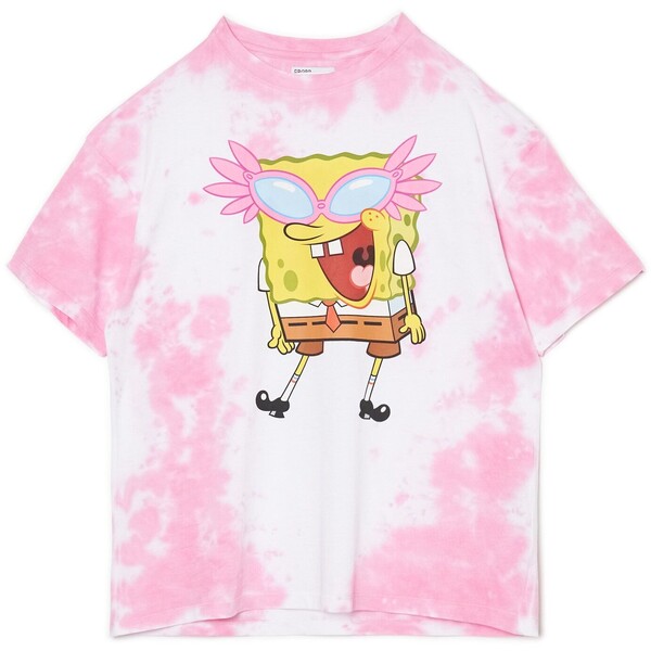 Cropp Różowy t-shirt z nadrukiem SpongeBob 2270W-MLC
