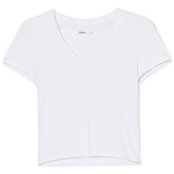 Cropp Biały t-shirt z dekoltem V 2314W-00X