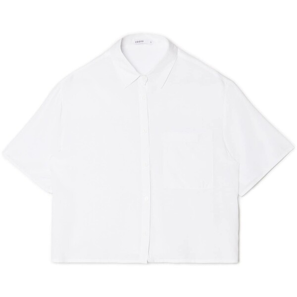 Cropp Biała koszula z krótkim rękawem 2824W-00X