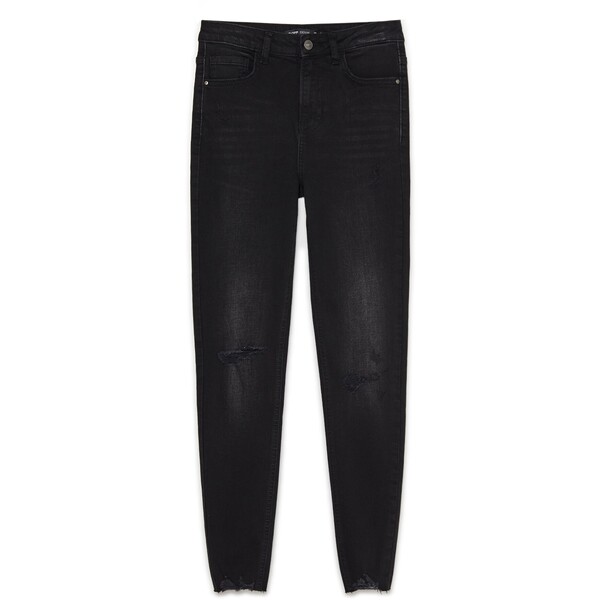 Cropp Czarne jeansy skinny z postrzępieniem 3284W-99J