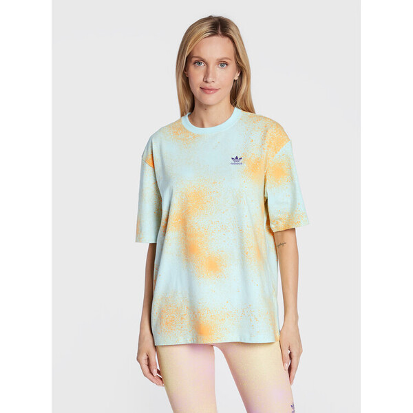 adidas T-Shirt Allover Print HL6598 Pomarańczowy Loose Fit