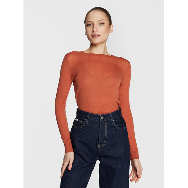 Calvin Klein Sweter Extra Fine K20K204139 Pomarańczowy Slim Fit