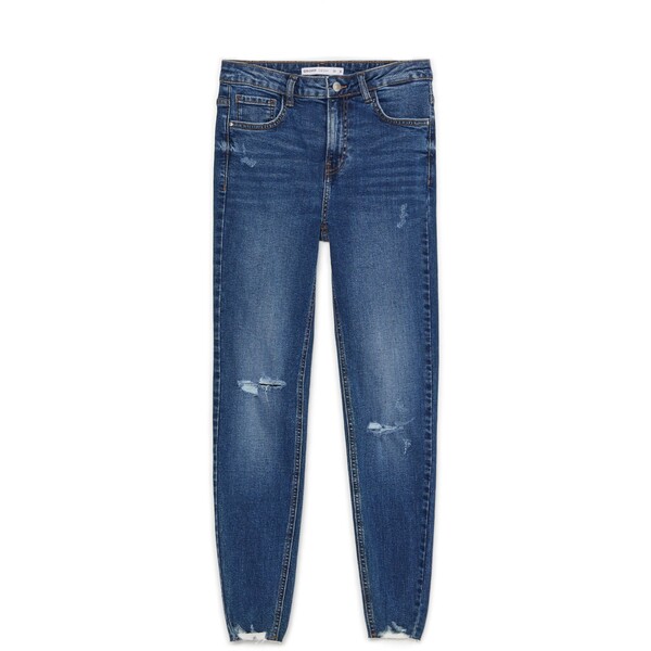 Cropp Ciemnoniebieskie jeansy skinny z postrzępieniem 3284W-55J