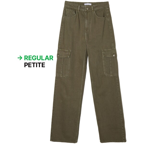 Cropp Zielone jeansy straight z kieszeniami cargo 6268N-78J