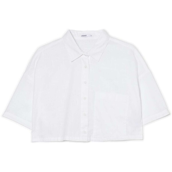 Cropp Biała koszula z krótkim rękawem 1957S-01X