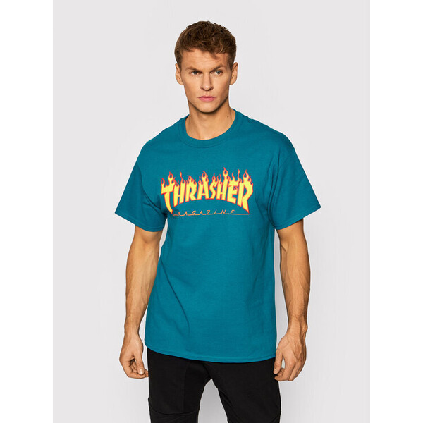 Thrasher T-Shirt Flame Niebieski Regular Fit