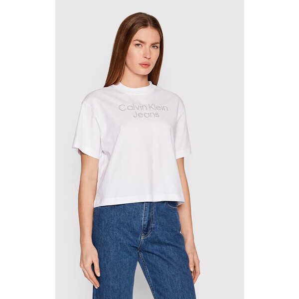Calvin Klein Jeans T-Shirt J20J218260 Biały Relaxed Fit