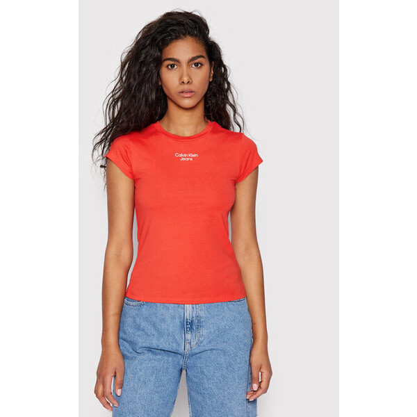 Calvin Klein Jeans T-Shirt J20J218707 Czerwony Slim Fit