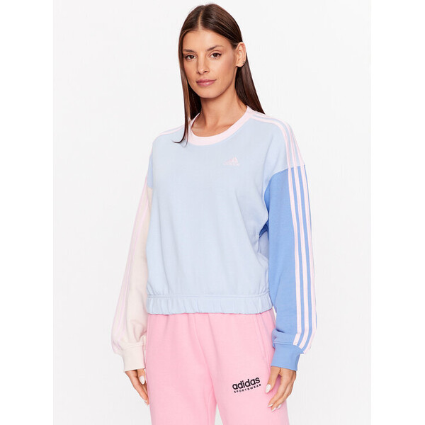 adidas Bluza Essentials 3-Stripes Crop Sweatshirt IC9873 Niebieski Loose Fit