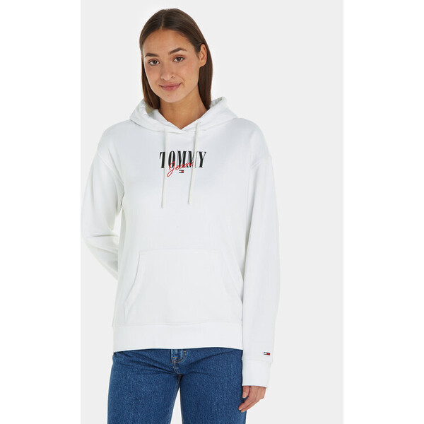 Tommy Jeans Bluza Essential Logo 1+ DW0DW16397 Biały Relaxed Fit