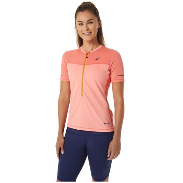 Asics T-Shirt ASICS Fujitrail SS Top Różowy Slim Fit