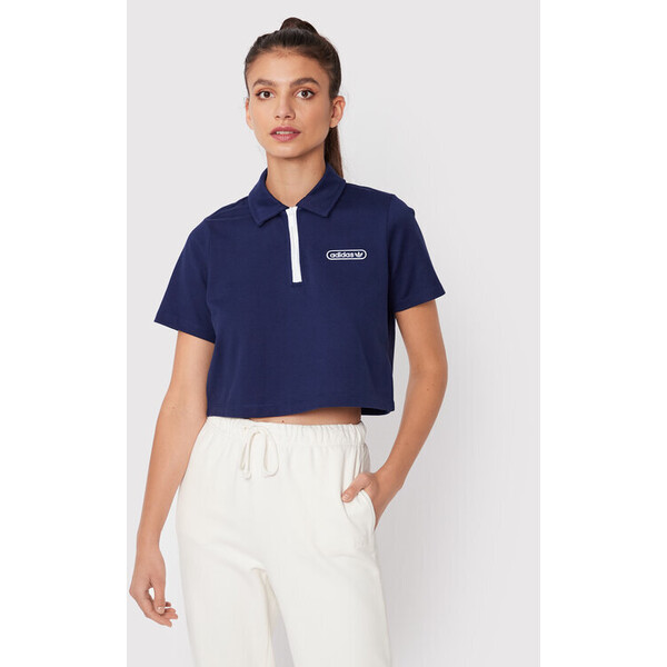 adidas Polo Crop HL6572 Granatowy Relaxed Fit