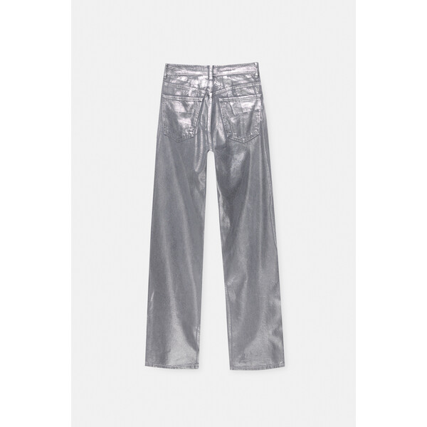 Pull&Bear Metaliczne jeansy o prostym kroju z wysokim stanem 7688/323