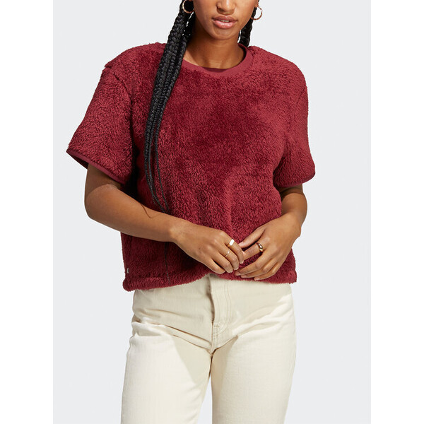 adidas T-Shirt Essentials+ Fluffy T-Shirt HY1710 Czerwony Loose Fit