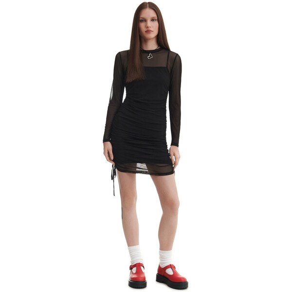 Cropp Czarna sukienka mini z siateczki mesh 3109W-99X