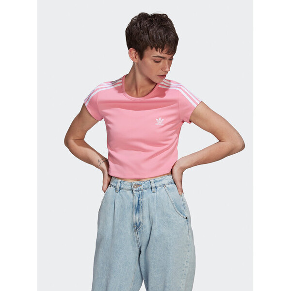 adidas T-Shirt adicolor Classics 3-Stripes HM4712 Różowy Extra Slim Fit
